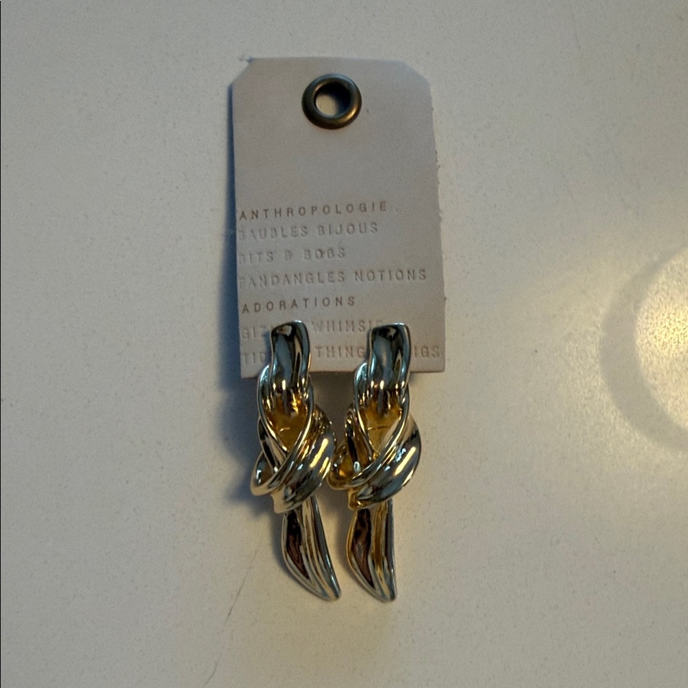 Anthropologie Gold Twist Earrings